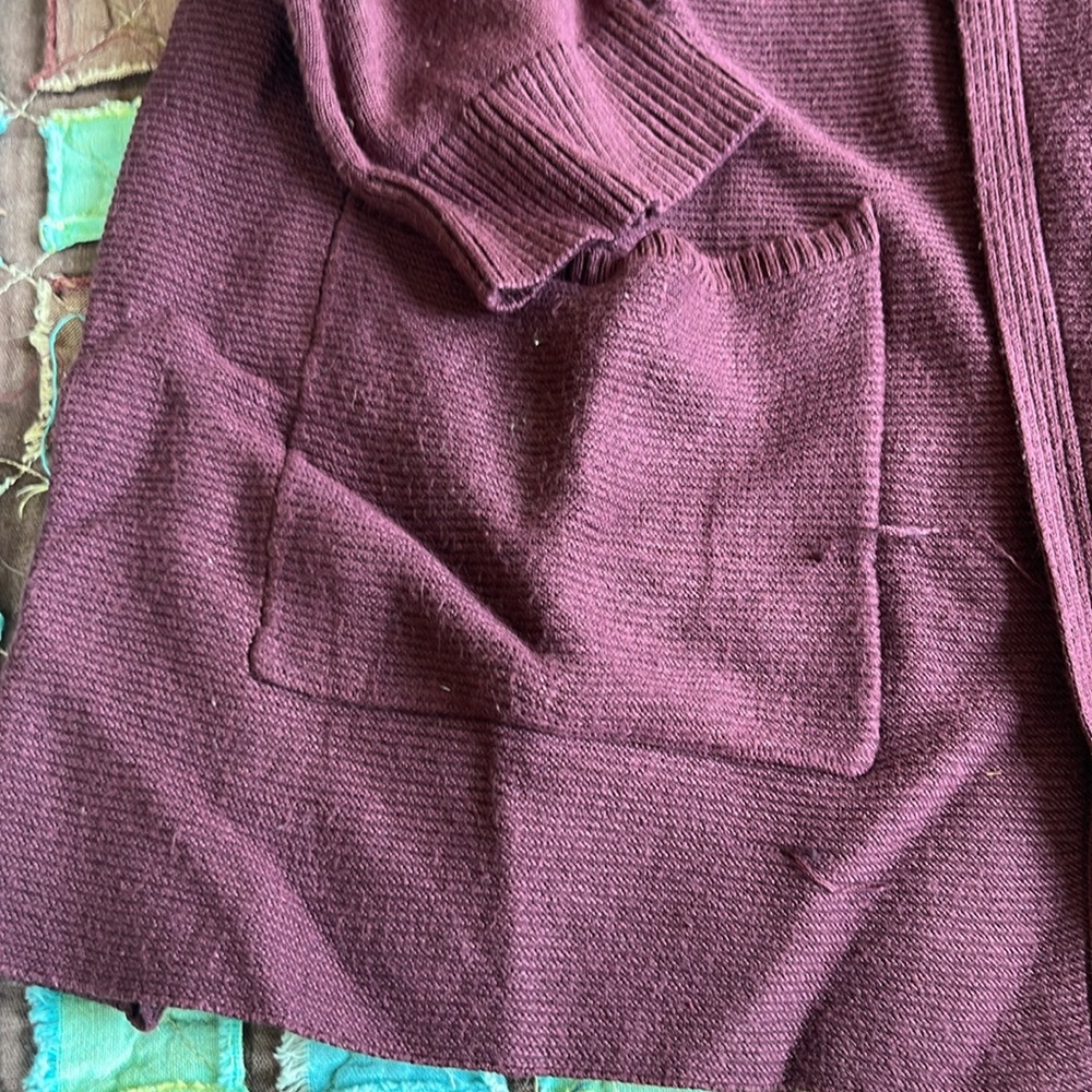 Time and True Burgundy Small Cardigan with Pockets - Picture 4 of 8